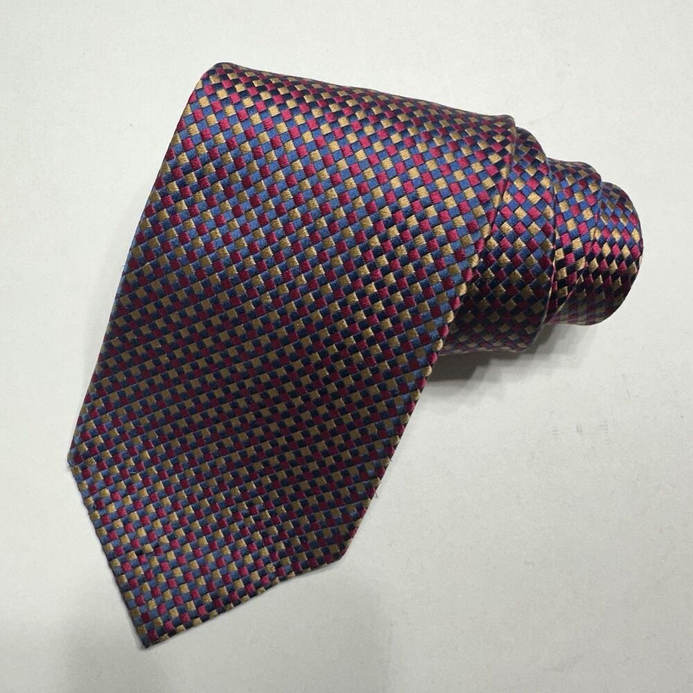 Charvet Place Vendome Men's Silk Luxury Necktie Microcheckered France 59"x3-6/8"